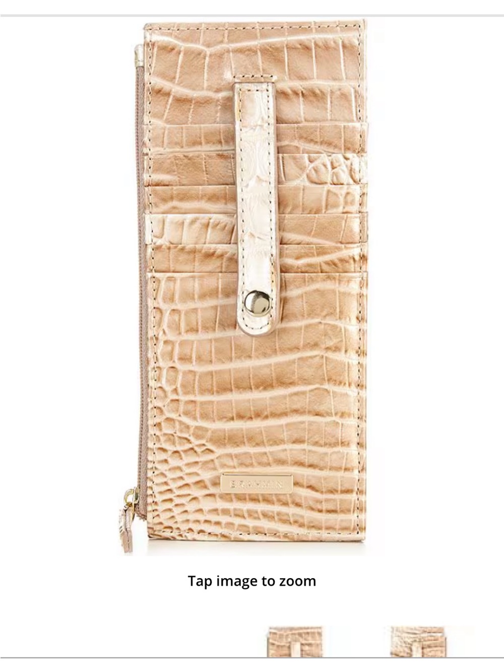 Brahmin Croc-Embossed Leather ID & Card Holder in Beige